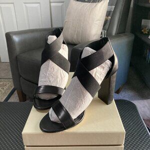 M. Gemi The Aria Criss Cross Elastic Sandal, Black, EU 37.5/US 7, Handmade Italy